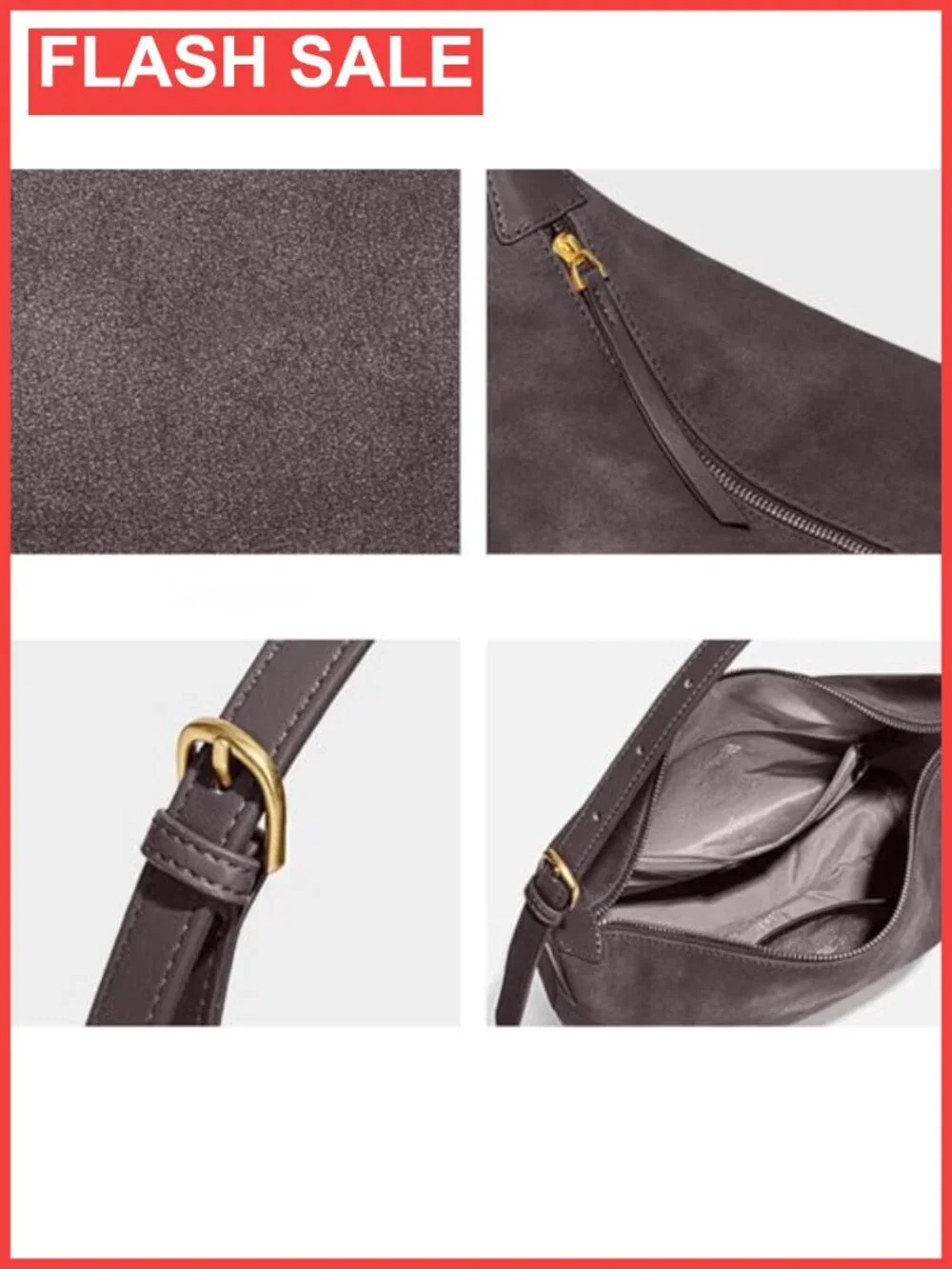 Faux Suede Hobo Bag for Women Medium Shoulder Crossbody Purse